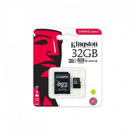 Kingston 32GB MicroSDHC Canvas Select 80R, Class 10, UHS-I + Adaptor SD