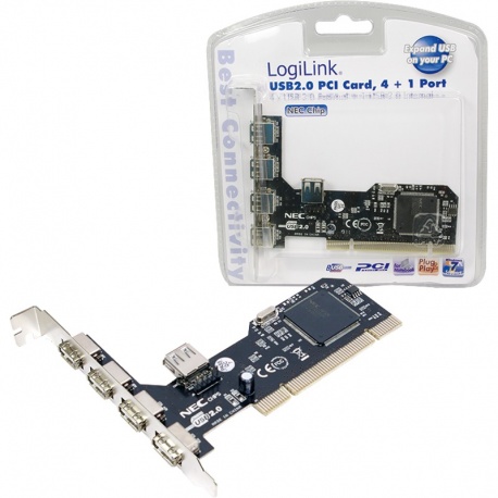 Adaptor Logilink 1x PCI Male - 4x USB 2.0 Female Extern + 1x USB 2.0 Female Intern
